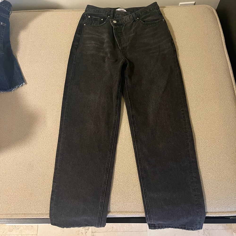 NWT asymmetrical button black jeans